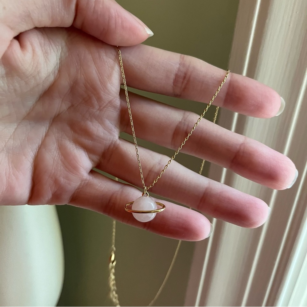 Gold and Pink Orb Necklace